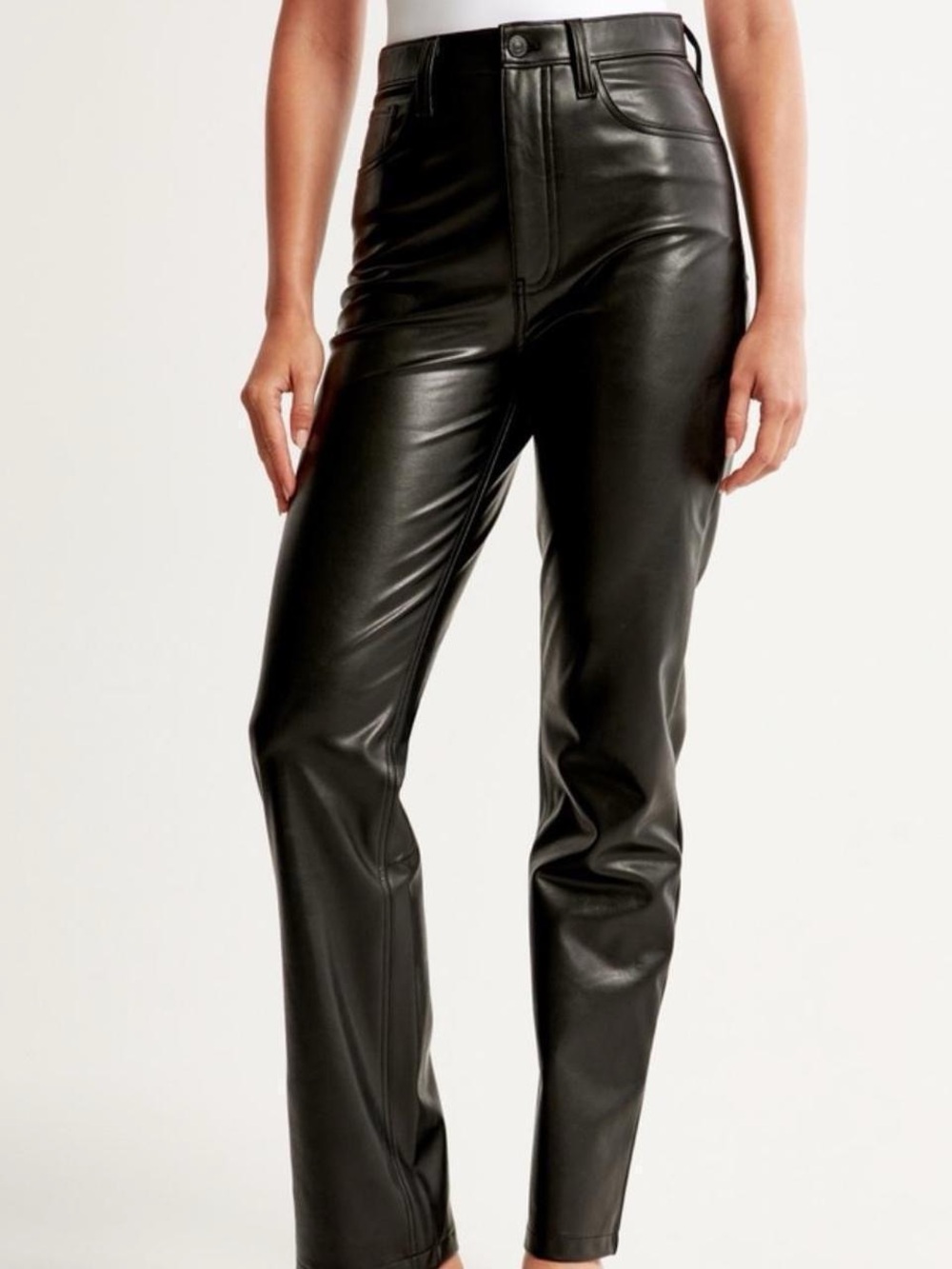 abercrombie vegan leather 90s straight pant